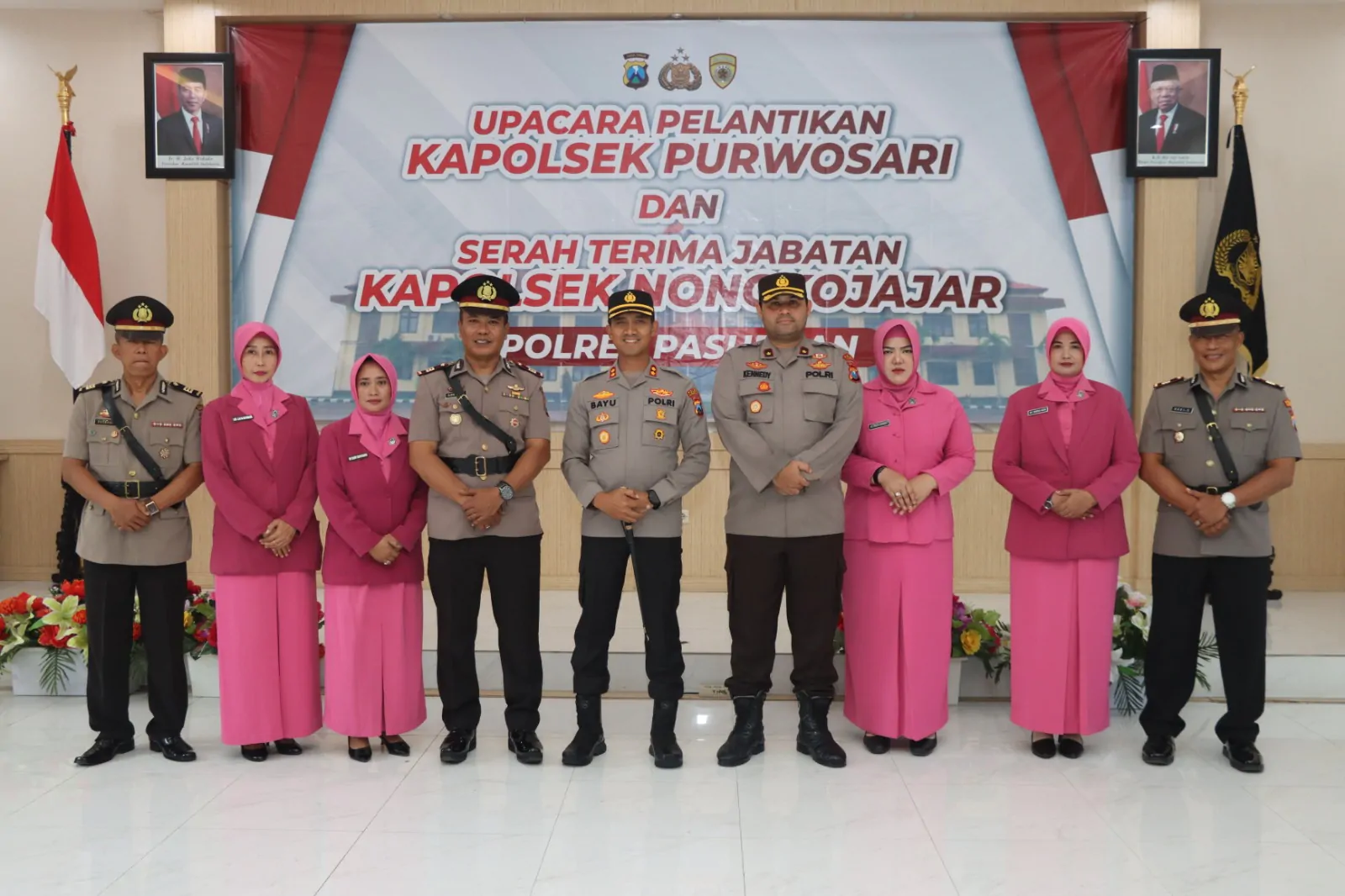 Kapolres Pasuruan Pimpin Upacara Korp Raport Kenaikan Pangkat PNPP Polres Pasuruan Dan Pelantikan Sertijab Kapolsek Jajaran