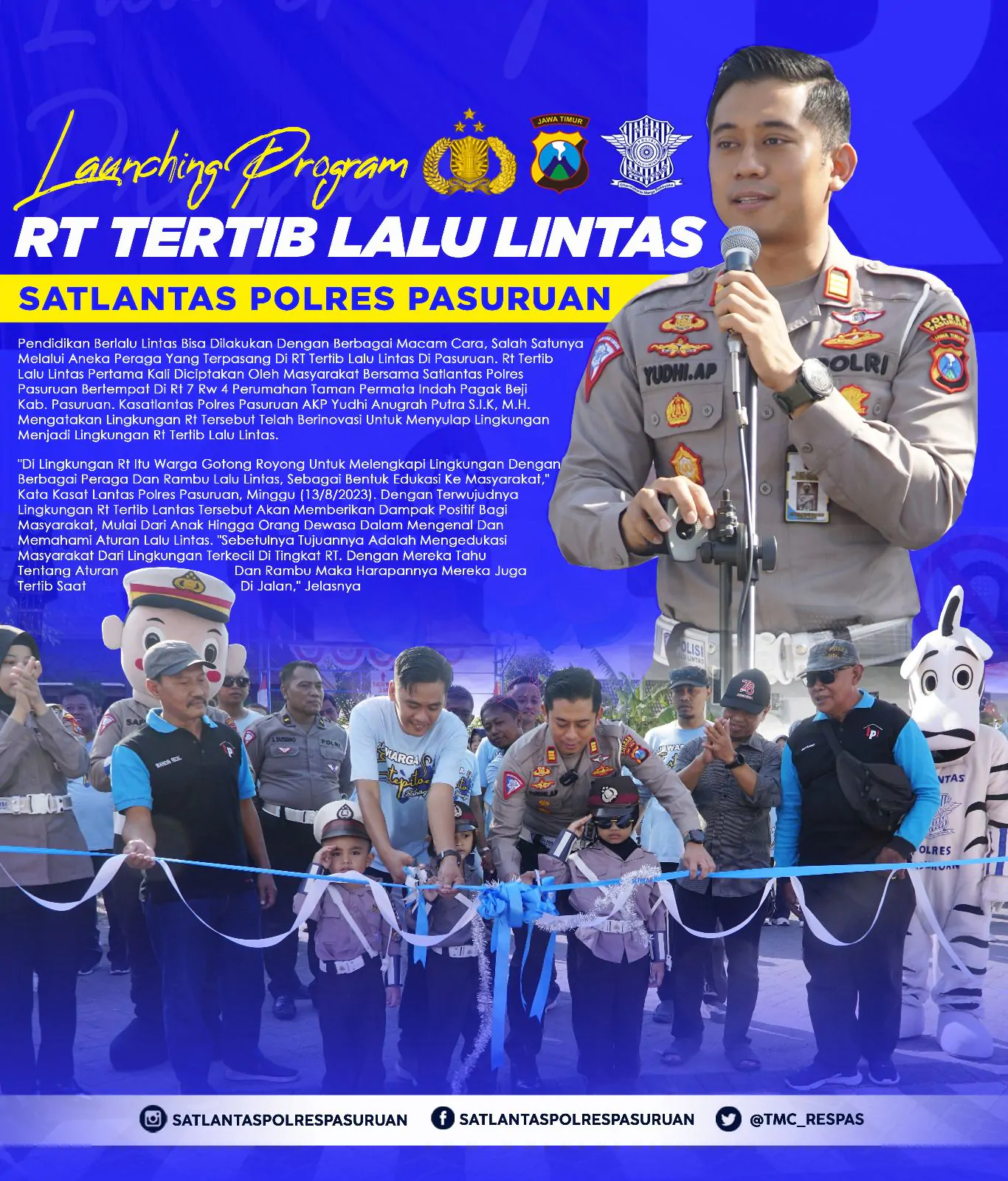 Ciptakan Pendidikan Berlalu Lintas, Satlantas Polres Pasuruan Bersama Masyarakat Membuat Alat Peraga Lalu Lintas