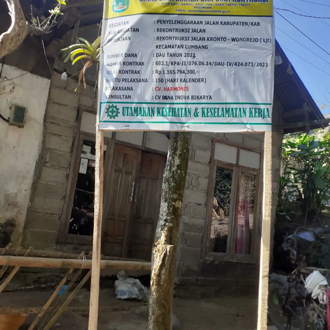 Dinas Bina Marga Kabupaten Pasuruan Rekontruksi Jalan Kronto-wonorejo