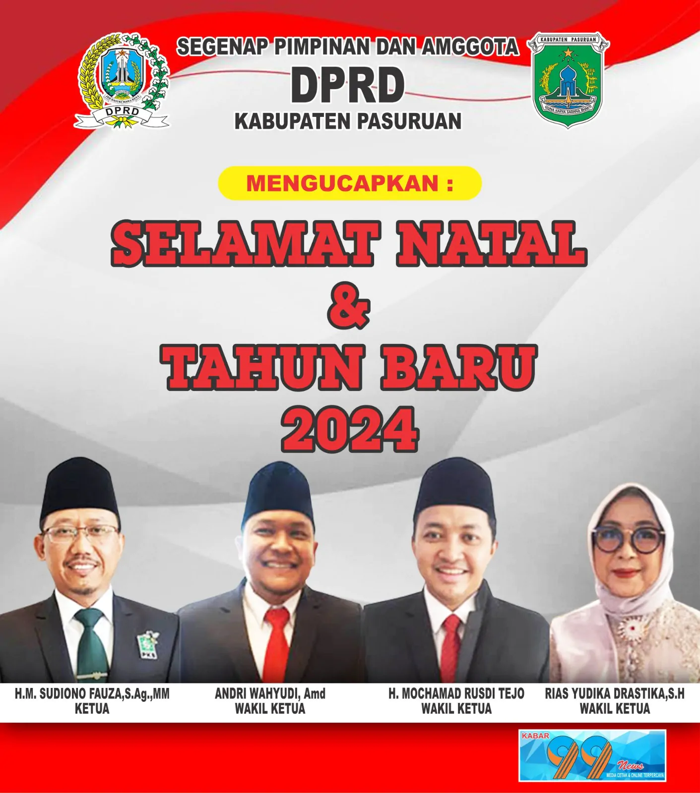 Segenap Pimpinan Dan Anggota DPRD Kabupaten Pasuruan Mengucapkan “SELAMAT NATAL DAN TAHUN BARU 2024