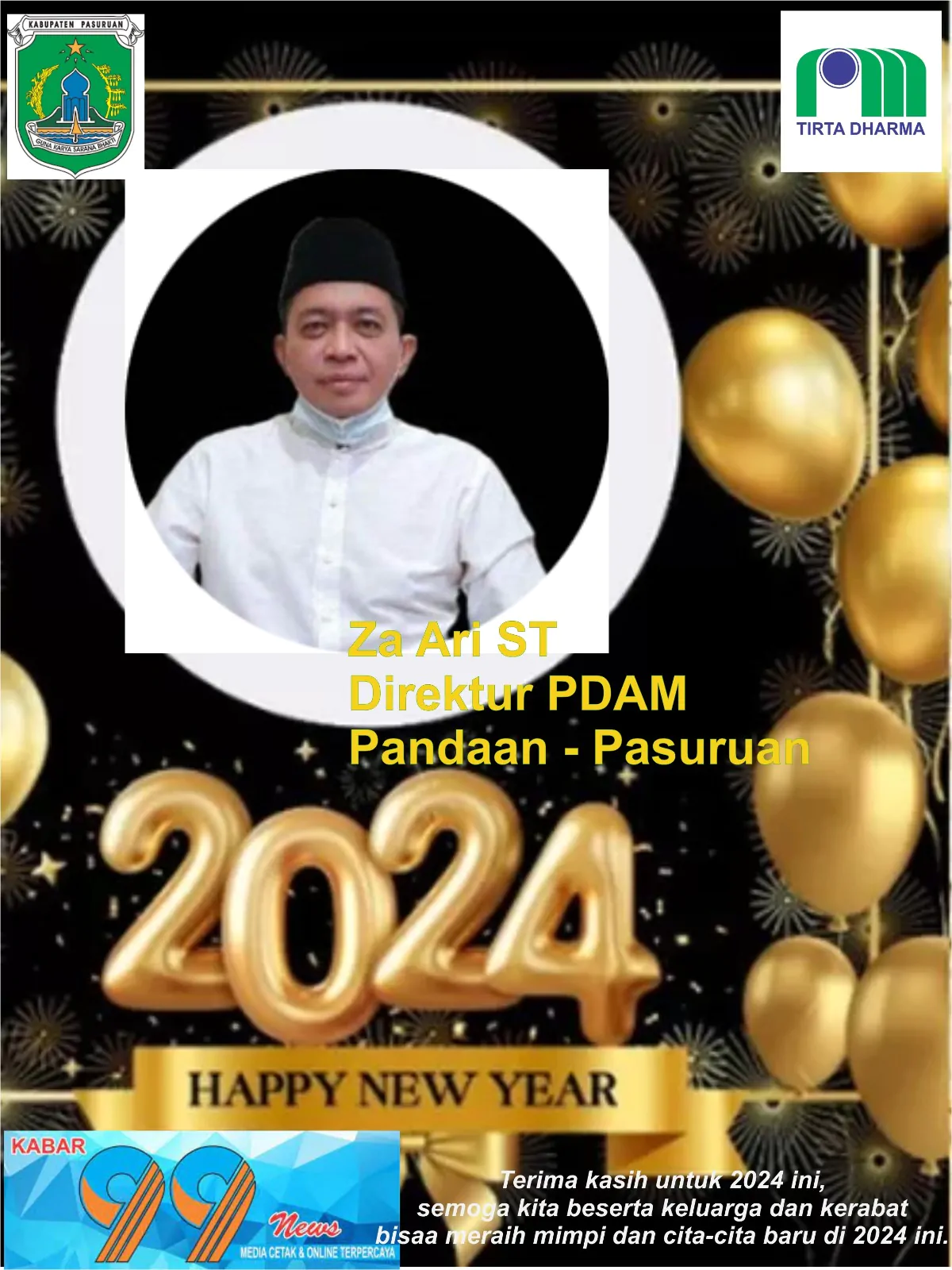 Selamat Tahun Baru 2024, PDAM kab Pasuruan