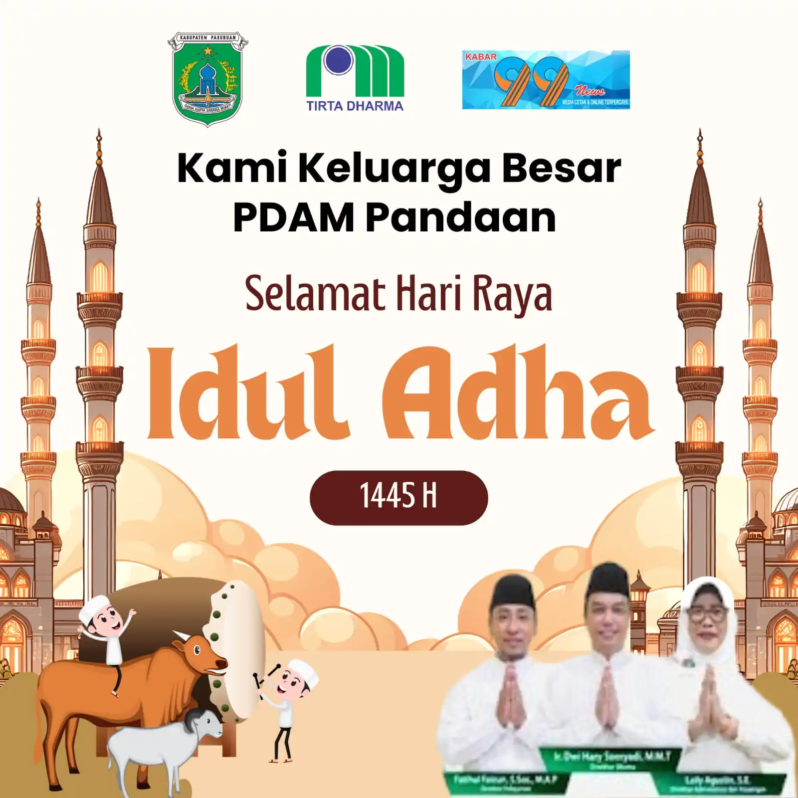 Kami Keluarga Besar PDAM Pandaan Mengucapkan Selamat Hari Raya Idul Adha 10 Dzulhijjah 1445 H/2024 M