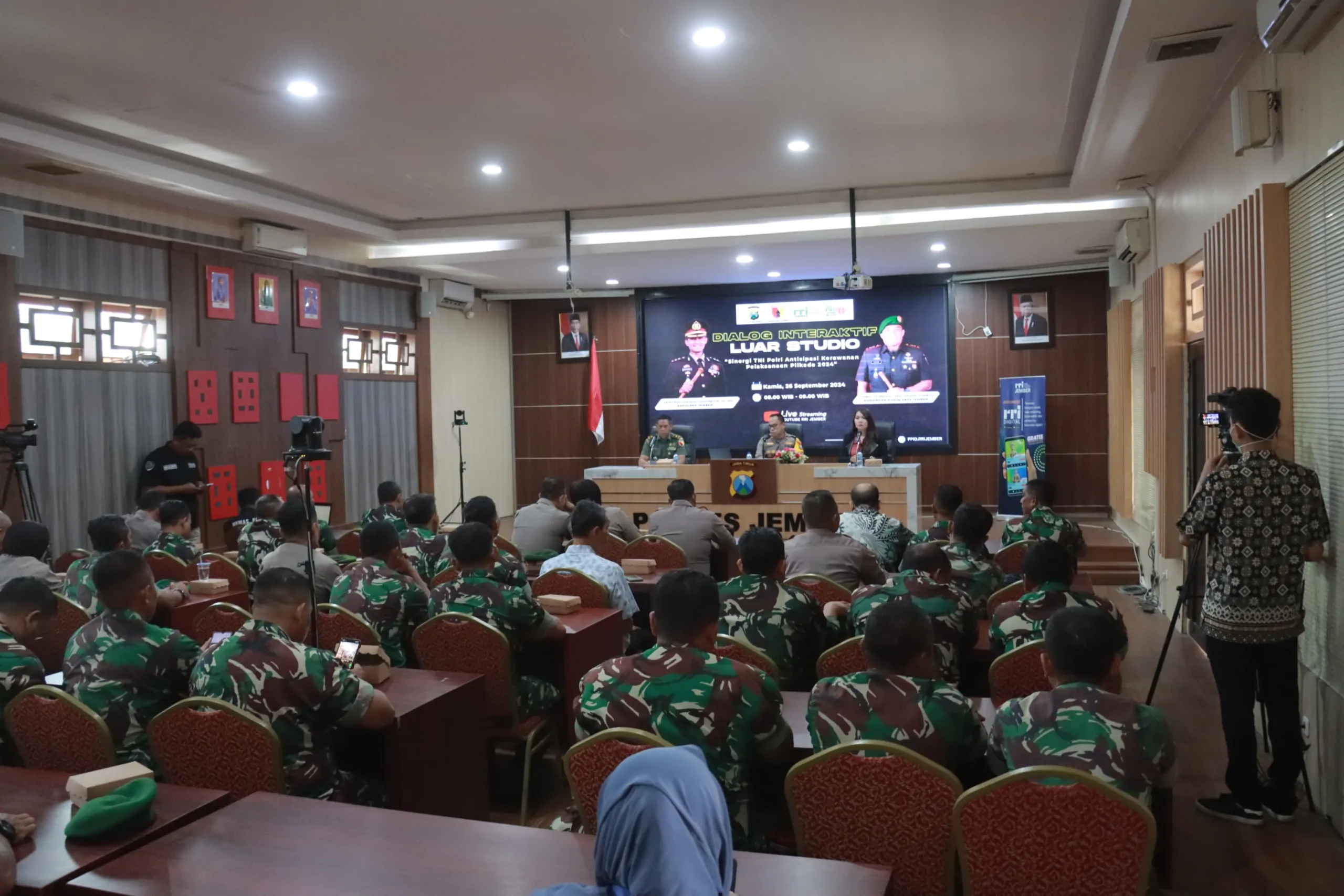 Cooling System, Polres Jember dan Kodim 0824 Gandeng Media Gelar Dialog Interaktif Sinergitas TNI-Polri Pam Pilkada 2024