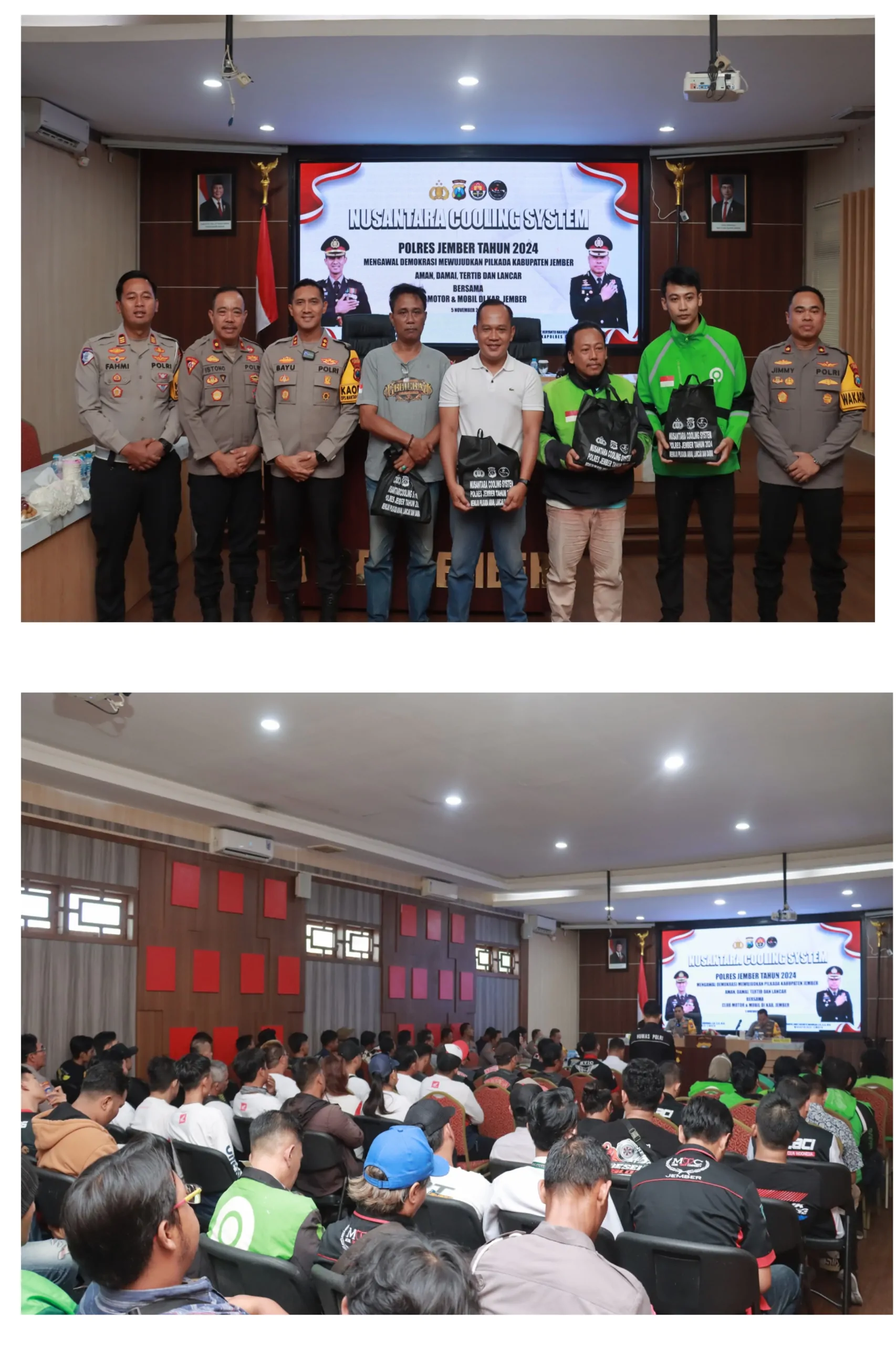 Cooling System di Pilkada 2024, Polres Jember Bersama Komunitas Motor Serukan Persatuan dan Kesatuan