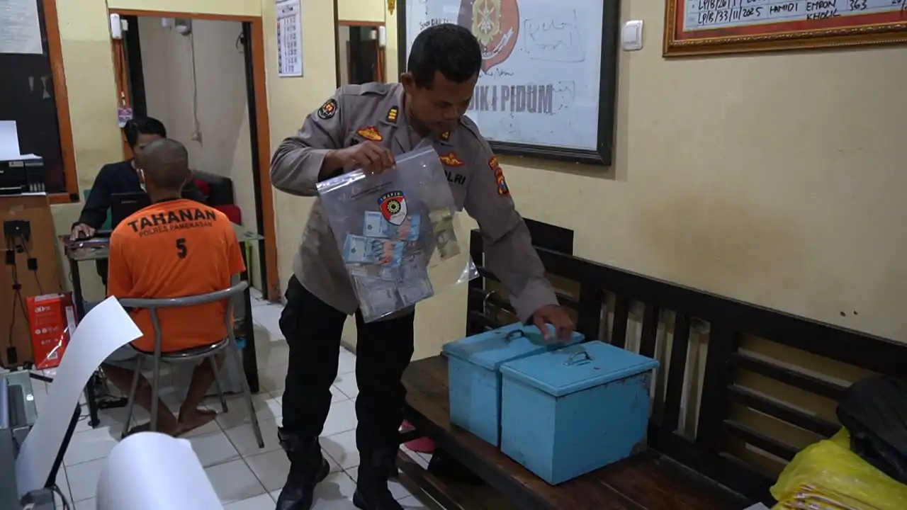 Polres Pamekasan Amankan Tersangka Pencuri Kotak Amal Masjid