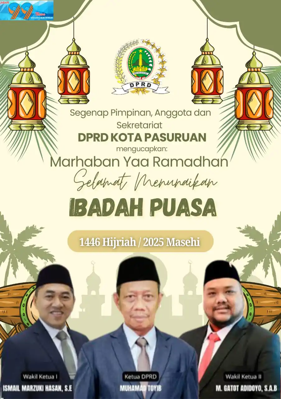 Segenap Pimpinan, anggota dan Sekretariat DPRD Kota Pasuruan mengucapkan Marhaban Yaa Ramadhan, Selamat Menunaikan Ibadah Puasa