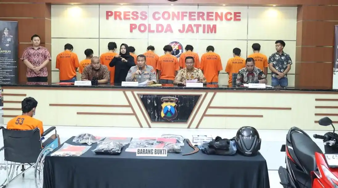 Polda Jatim Amankan 11 Tersangka Curanmor, Ketua Komplotan yang Serang Polisi Diberi Tindakan Tegas Terukur