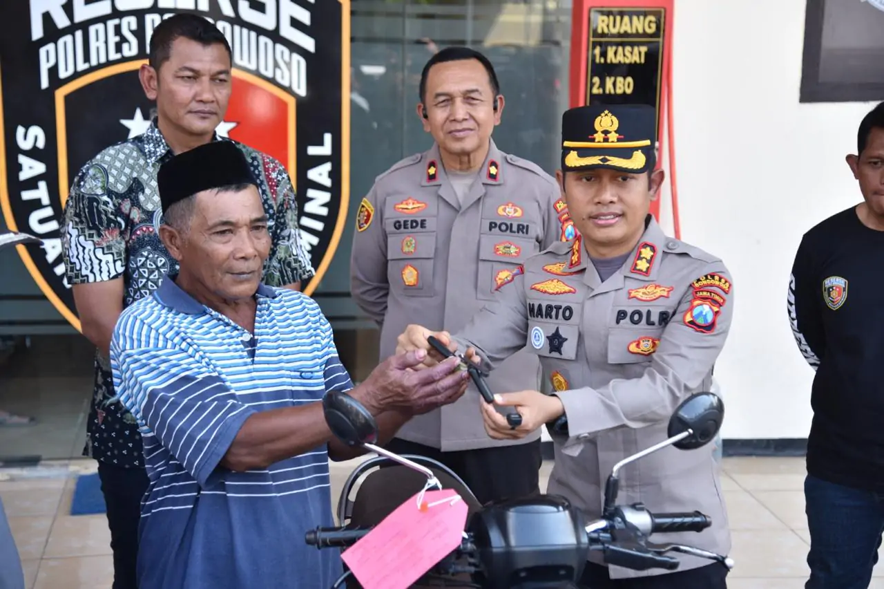 Pasca Amankan Tersangka Curanmor, Polres Bondowoso Serahkan Motor ke Pemilik Tanpa Biaya