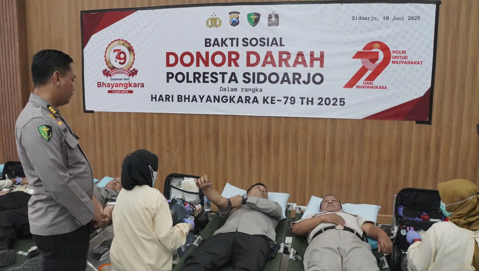Sambut Hari Bhayangkara Ke-79, Polresta Sidoarjo Gelar Donor Darah untuk Kemanusiaan