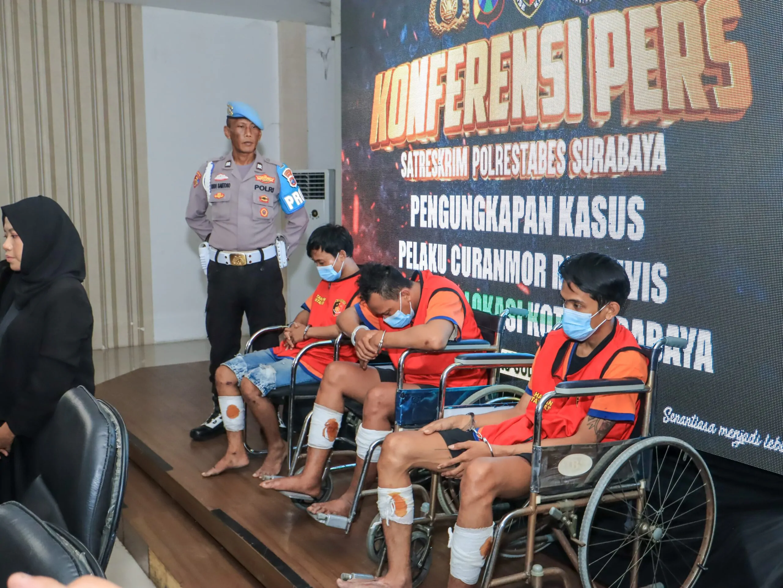 Polrestabes Surabaya Kembali Berhasil Amankan 3 Tersangka Spesialis Curanmor