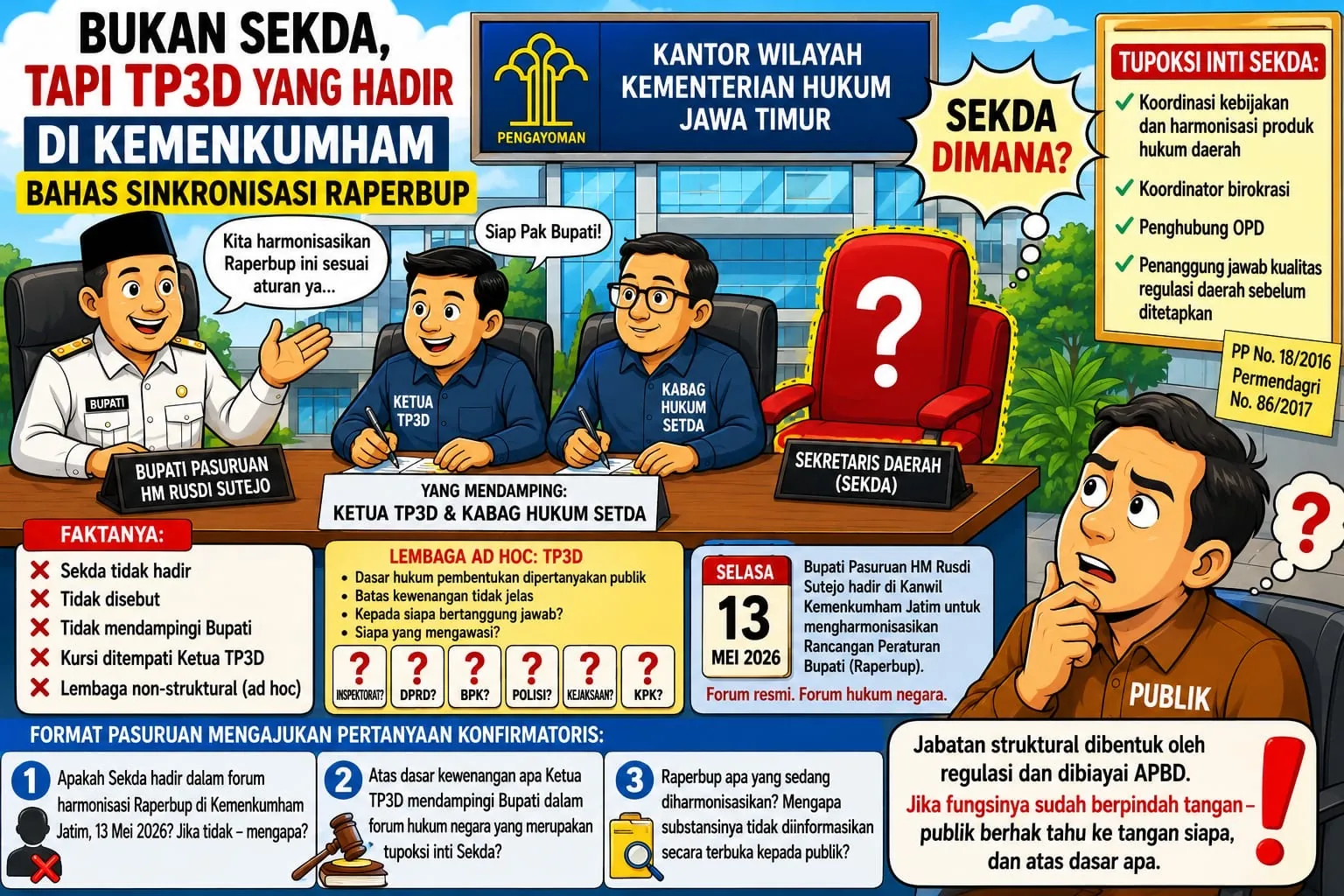 Sekda “Menghilang” di Forum Hukum Negara, TP3D Justru Duduk Mendampingi Bupati di Kemenkumham