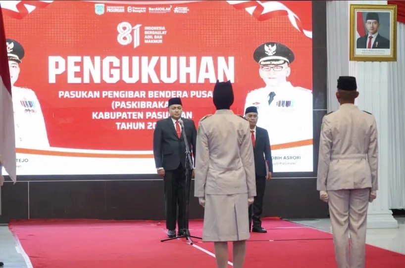 Bupati Rusdi Sutejo Kukuhkan 77 Paskibraka Kabupaten Pasuruan, Siap Tuntaskan Tugas di HUT ke-81 RI